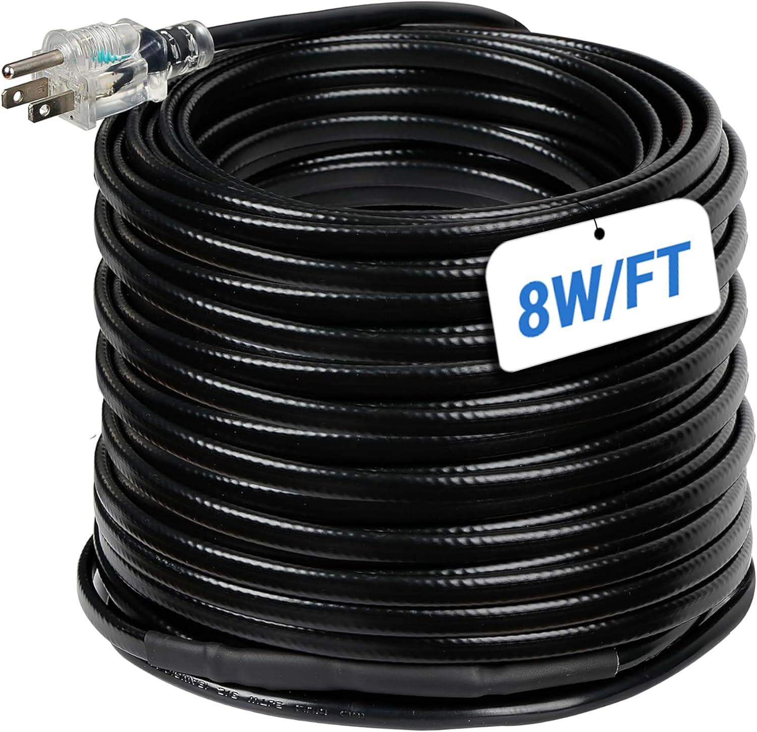 Heat Tape for Roof and Gutters 152FT, 8 Watts/ft Roof Heat Cable w/ 60PCS Clips & Spacers, Self-Regulating Heat Cable w/LED Plug, Gutter Heat Cable for Ice Dam & Pipe Freeze Prevention