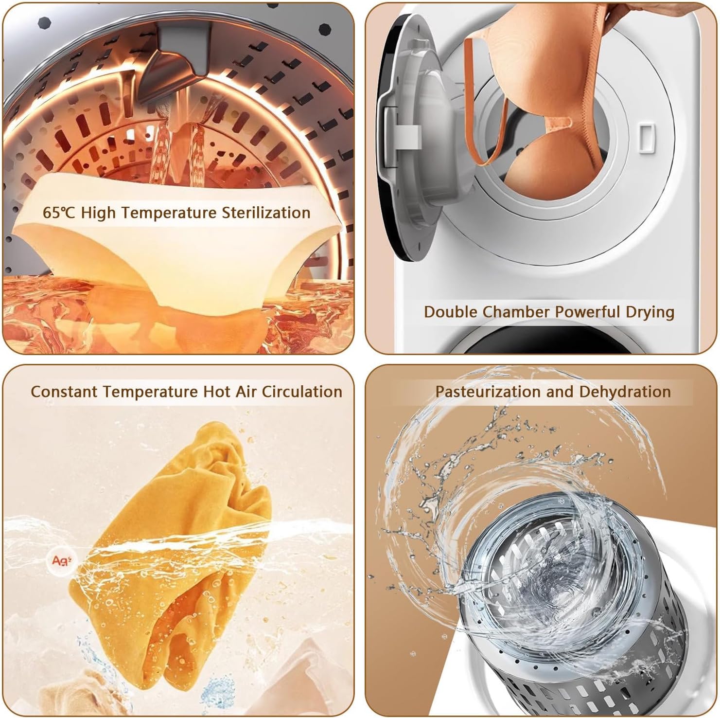 2×3.5L Portable Washing Dryer with Control Panel, Clothes Washing Machine with Stainless Steel Tub, 4 Modes, Electric Dryer for Apartment RV Hotel