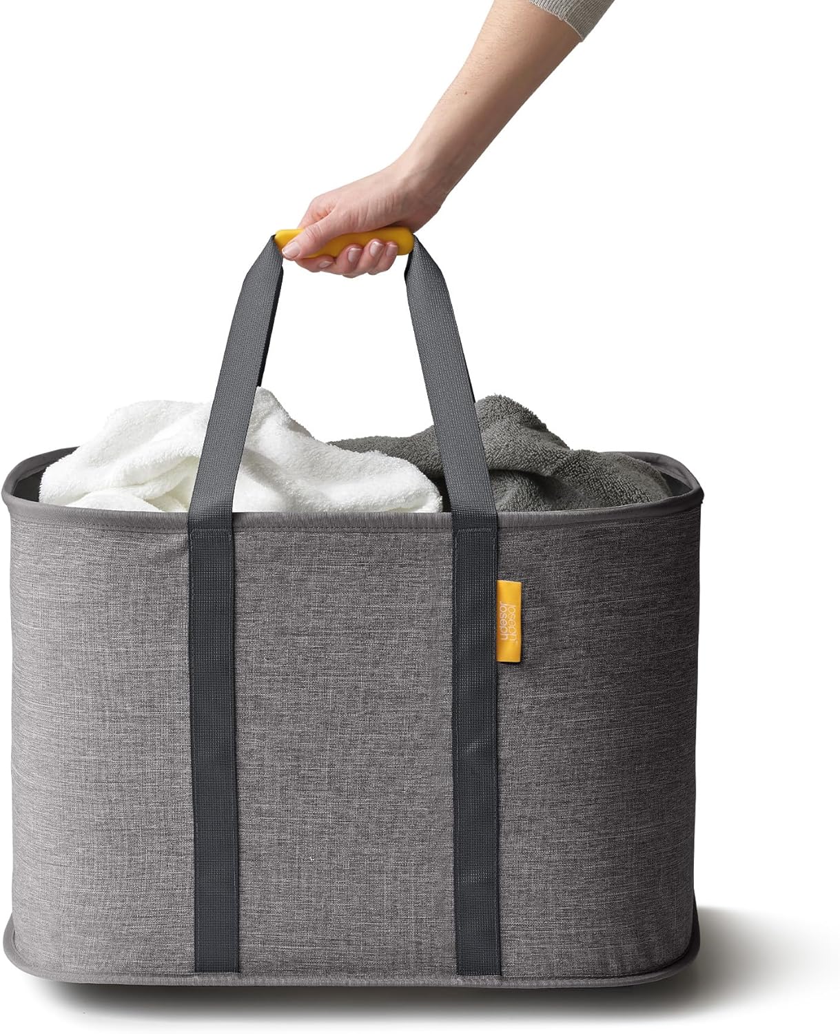 Joseph Joseph Hold-All Max Collapsible 55L/14.5 Gallon Washing Laundry Basket Bag, Durable Fabric, Moisture Resistant, Grey
