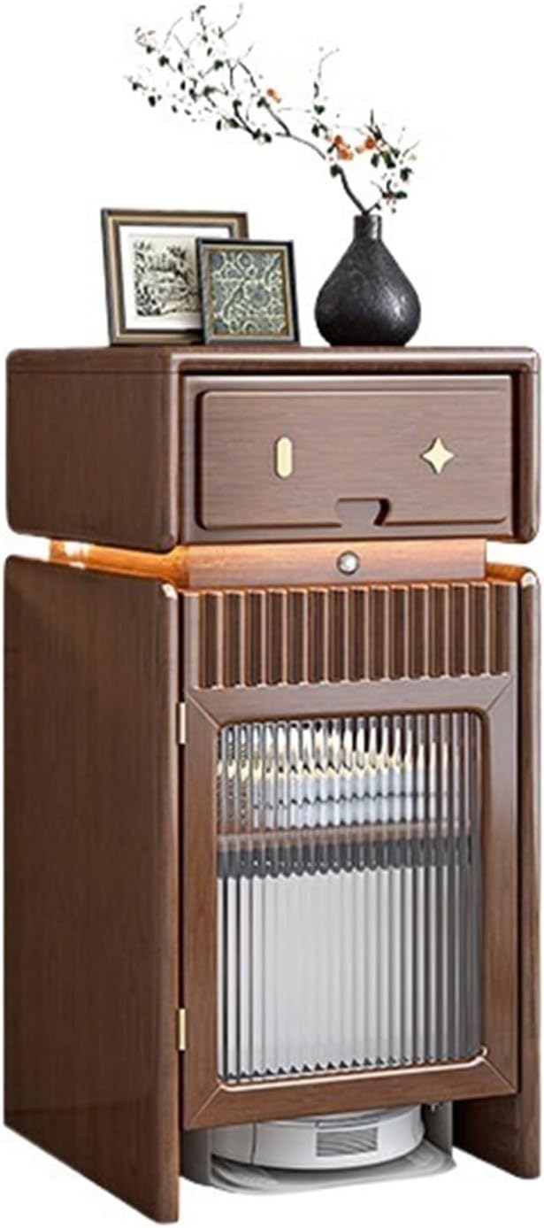 Sweeper Robot Storage Cabinet Sweeper Organizer Sweeper Robot Cabinet Living Room Walnut Small Household Storage Cabinet Sweeper Organizer