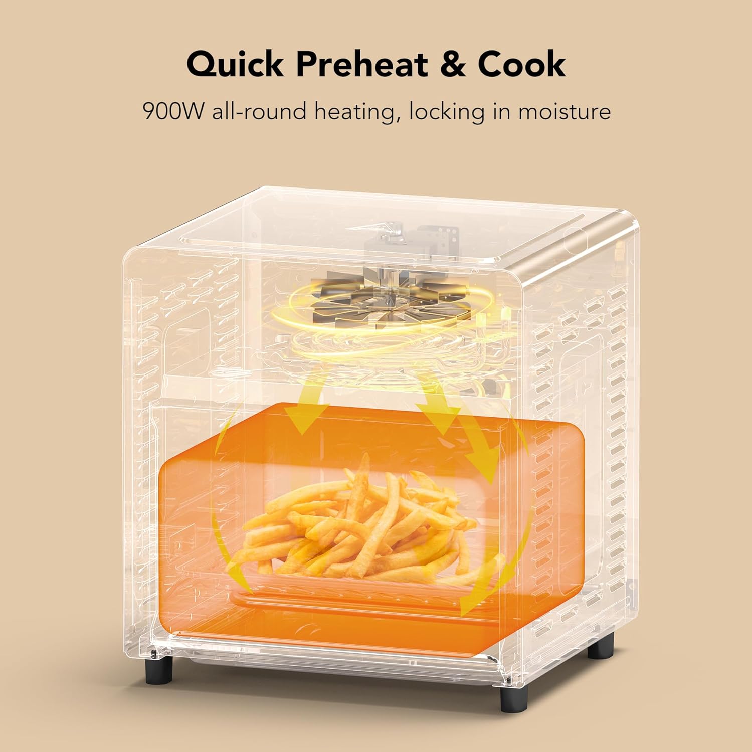 8.5QT 5-in-1 Toaster Oven Air Fryer Combo, Stainless Steel, Fast Preheat, Ideal for Small Spaces, Travel & Family, Healthy Cooking Included