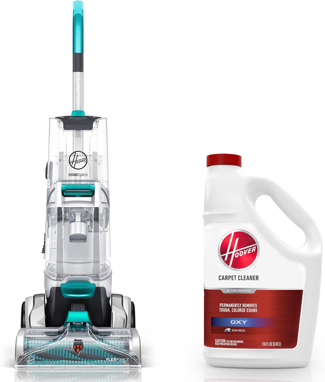 Hoover SmartWash+ Automatic Carpet Cleaner, Upright Shampooer, FH52000 + Hoover Oxy Deep Cleaning Carpet Shampoo, 116 oz Formula, AH31936