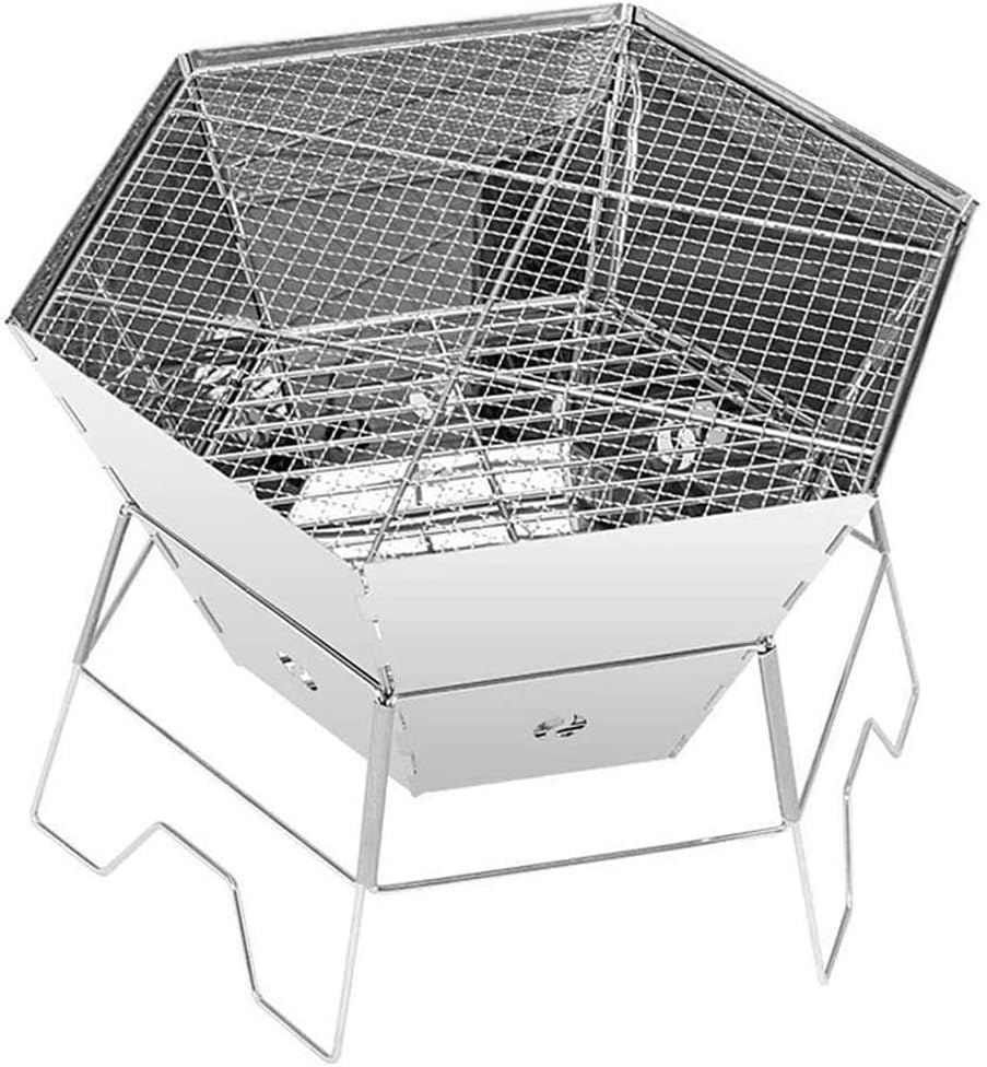 Barbecue Charcoal Grill Household Picnic Thick Stainless Steel Charcoal Multi-Person Barbecue, with Outdoor Portable Folding Picnic Shelf, 30 22 22cm