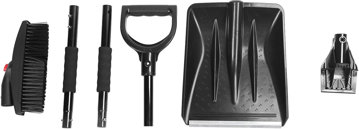 Shovel for Digging,Wooden Garden Shovel,3 in 1 Snow Shovel Set, Portable Collapsible Snow Shovel with Ice Scraper Brush for Garden Camping Car
