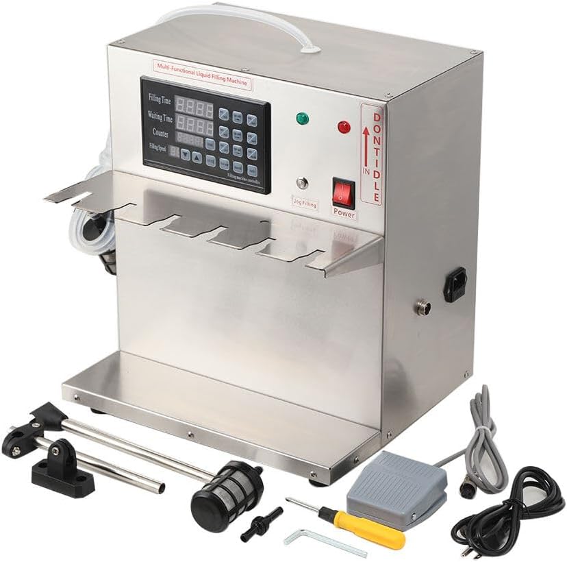 Liquid Filling Machine, Automatic Liquid Filler,High Accuracy Spout Filling Machine 6 Head for Soy Milk, Milk and Other Temperatures Below 80 Celsius Stand-up Pouches Soy Milk Filling Machine