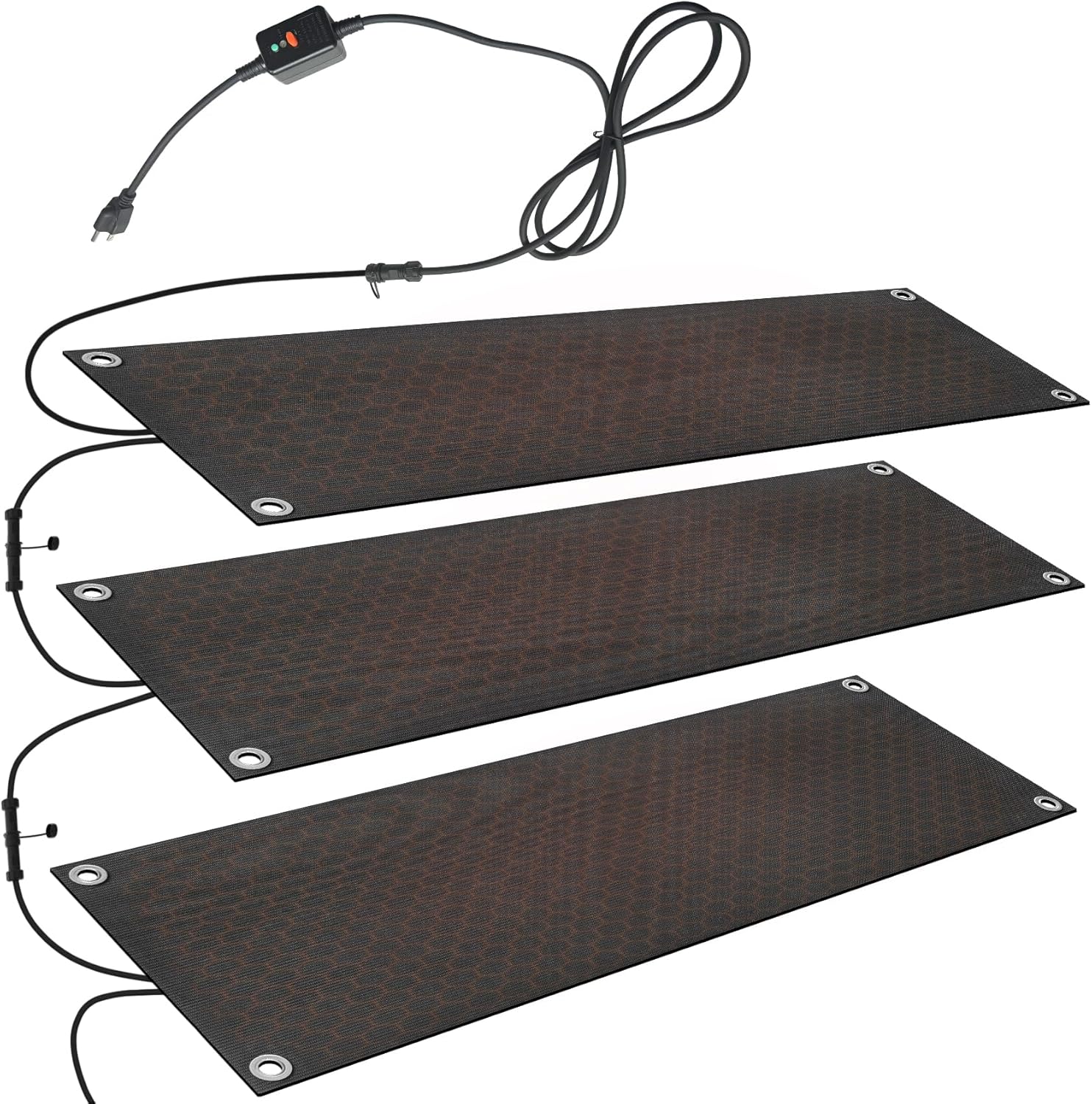 mestyl Heated Snow Melting Mats Outdoor, 10 x 30 Inch Heated Outdoor Mats, Snow and Ice Melting Mats No-Slip Winter Outdoor Heated Mats for Stair, Walkway, Steps, Sidewalks, Decks, Driveway, 3Pcs