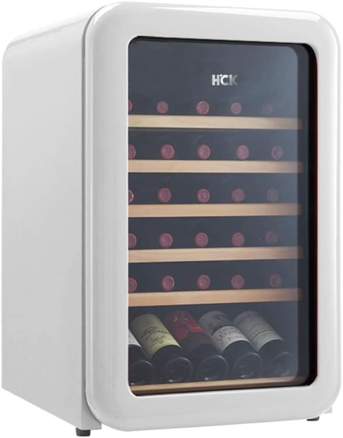 Retro Wine Cooler with 49 Bottles, Household Thermostatic Compressor Ice Bar, Independent Wine Cellar, Transparent Glass Door, Refrigerator Beverage C, 55 * 55.5 * 84cm