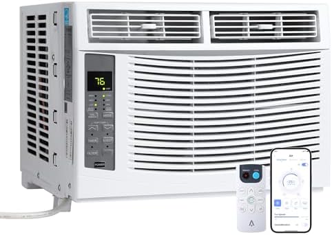 6000 BTU Window Air Conditioner with WiFi, Cools up to 250 Sq. Ft., Energy Saving Window AC Unit with Remote & App Control & Timer Function & Easy Install Kit, Perfect for Small Bedroom, Living Room