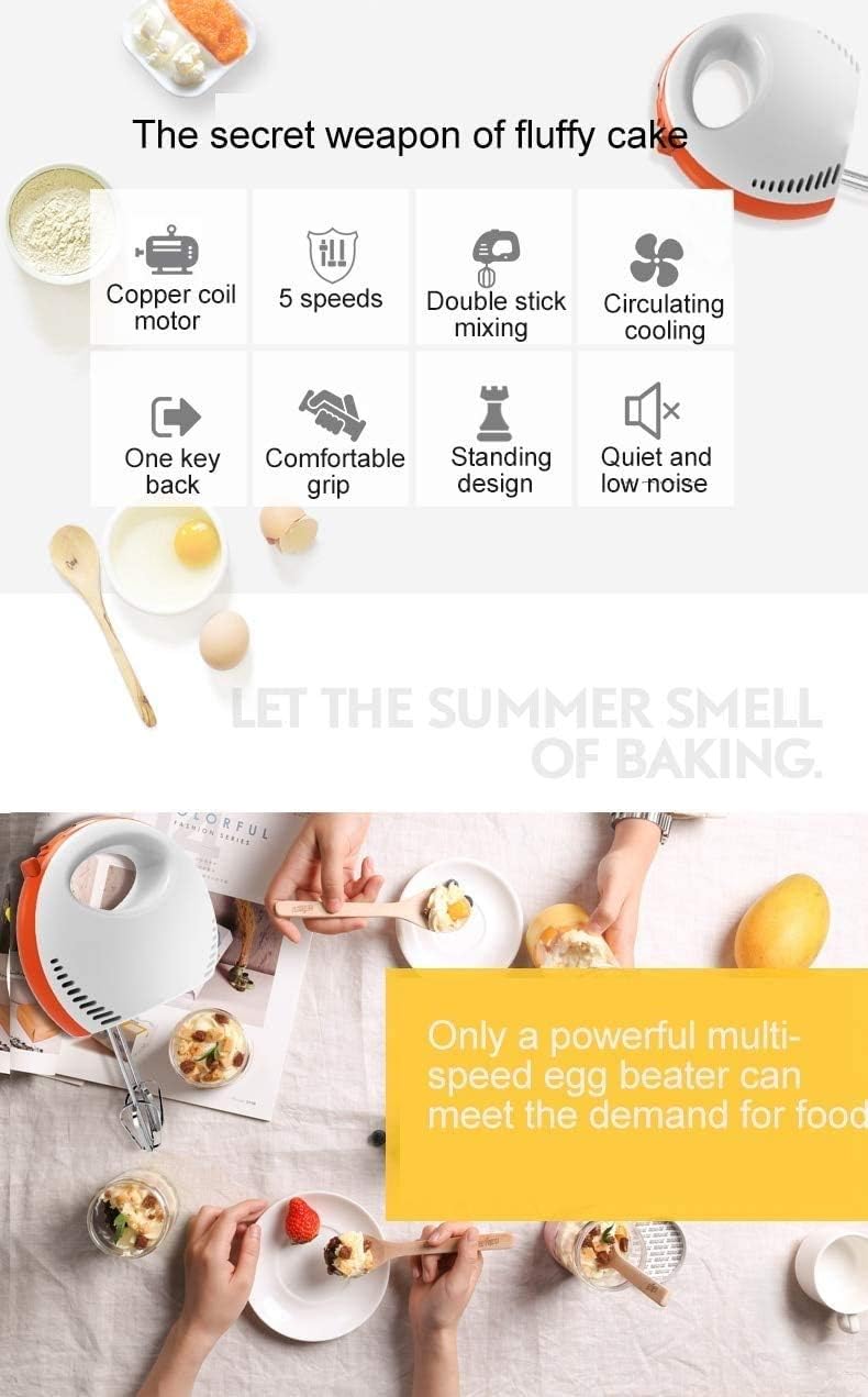 KouRy Electric Handheld Food Blender 5 Speed Automatic Stirrer Cake Dough Whisk Eggs Mixer Cream Batter Beater Food Processor