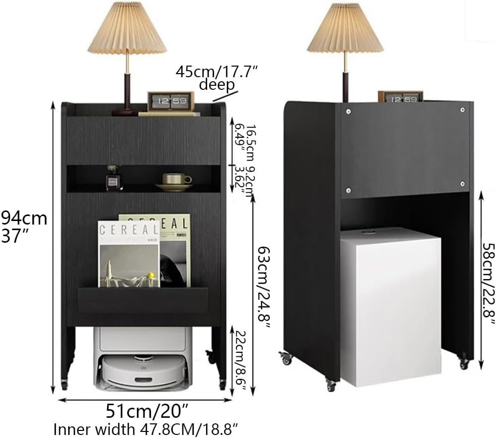 Robot Vacuum Stand Cabinet,Storage Cabinet with Doors for Robot Vacuum Cleaner, Vacuum Cleaner Storage, Wooden Vacuum Storage Cabinet for Living Room, Bedroom, Kitchen(Natural)