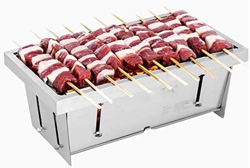 BBQ Grill Outdoor Grill Stainless Steel Uncoated Charcoal BBQ Small Mini Barbecue Grill Dinner Outdoor Barbecue