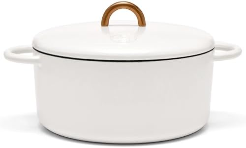 Great Jones Dutch Baby Dutch Oven with Lid (Salt, 3.5-Quart) | Enameled Cast Iron, Round Shape | Safe for Stovetops & Ovens up to 500°F | Space-Saving & Dishwasher-Friendly | Small-Batch Cooking