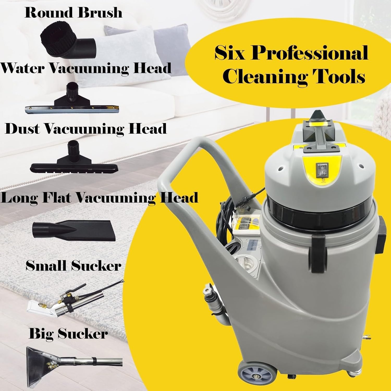110V Carpet Cleaner machine, 3 in 1 Commercial Carpet Extractor Machine, 1122W Sofa Grinding Machine with 30L Capacity