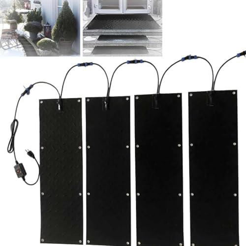 Heated Snow Melting Mats - Ideal for Outdoor Steps, Doorways, Walkways, and Driveways with 2 in/h Melting Speed, 4 Piece-10 * 48in