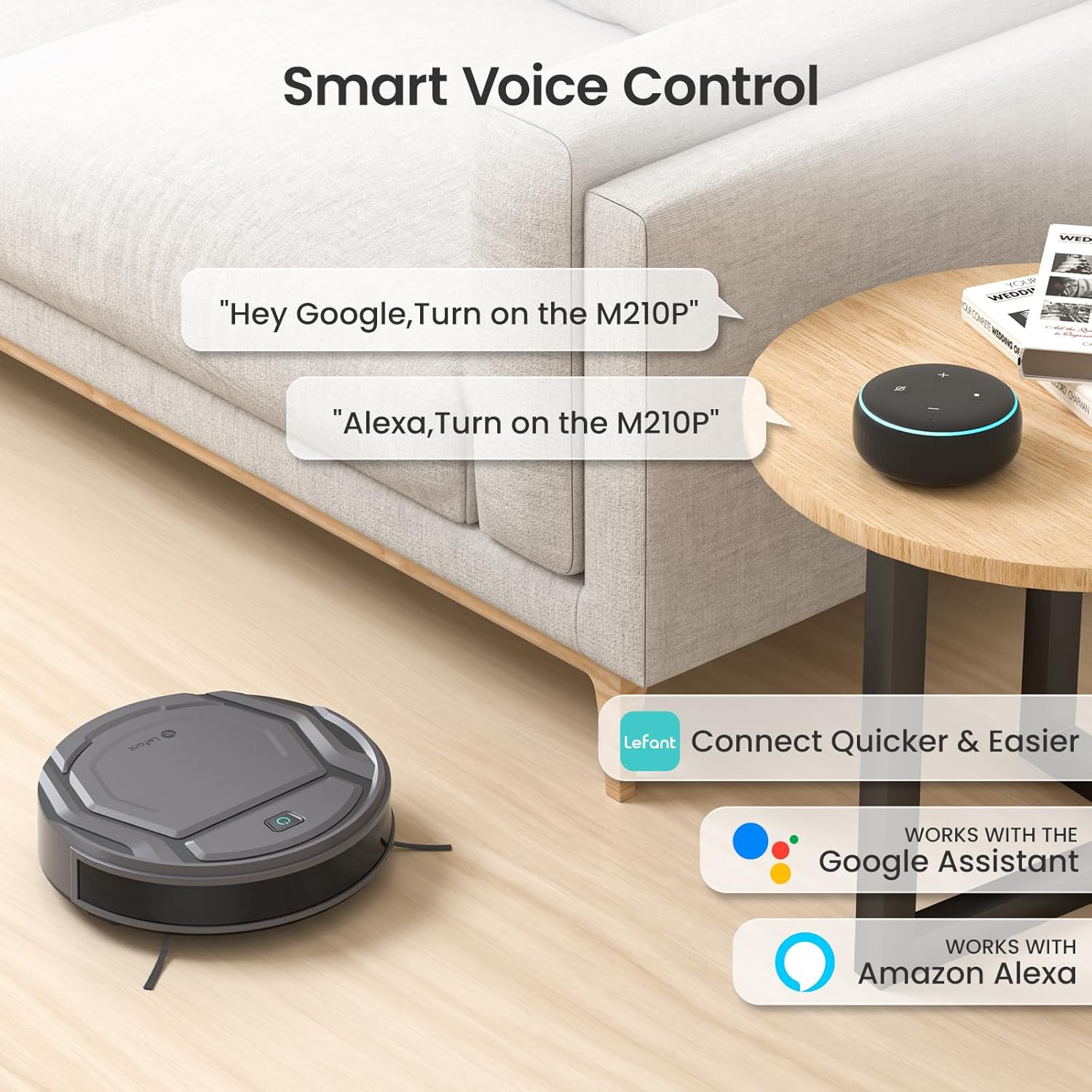 Lefant Robot Vacuums, 2200Pa Suction, 120 Min Runtime, WiFi/App/Alexa Control, Anti-Collision/Drop Sensor, Self-Charging Robotic Vacuum Cleaner, Slim, Q