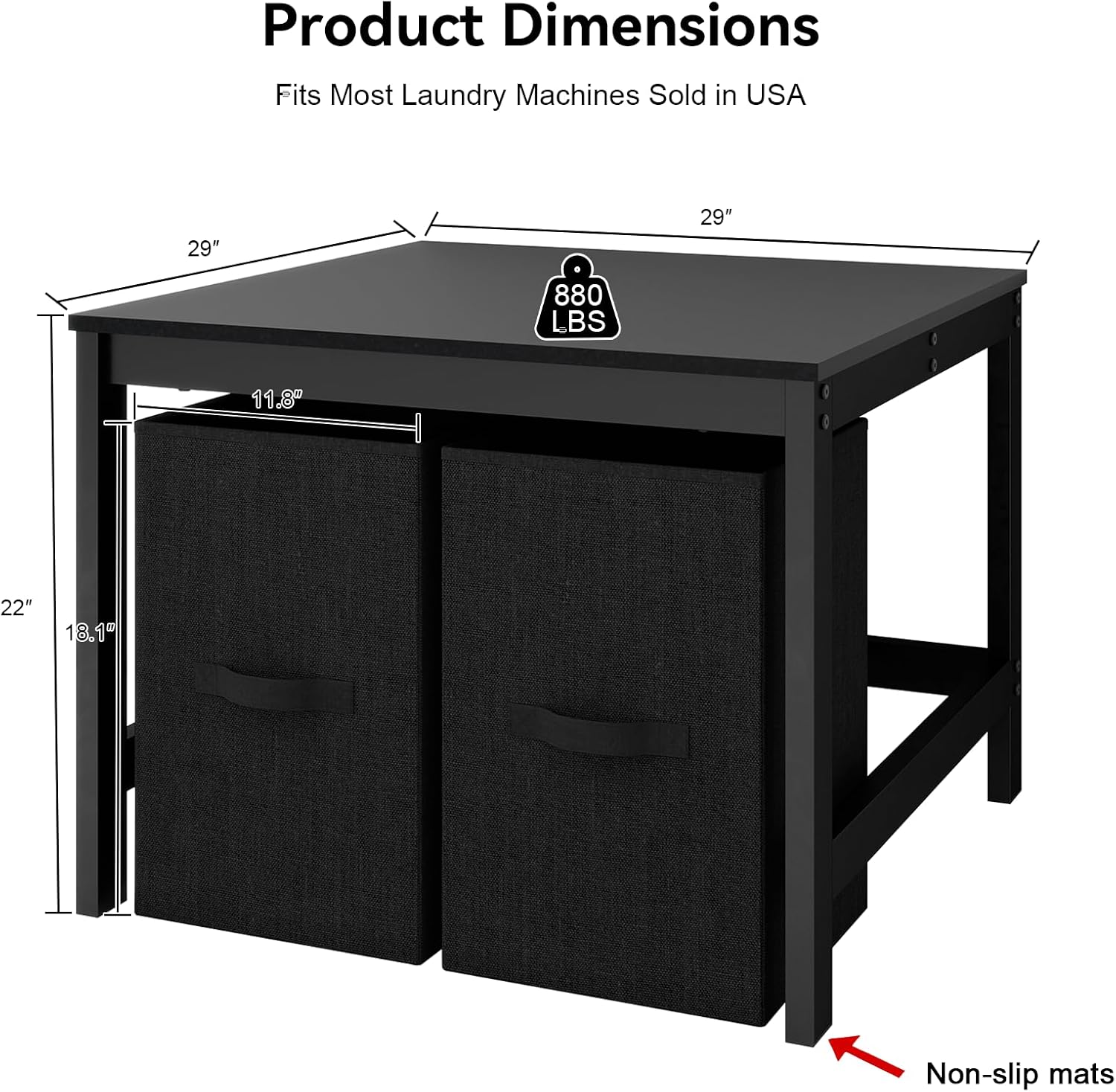 Laundry Pedestal with 2 Laundry Baskets, 29