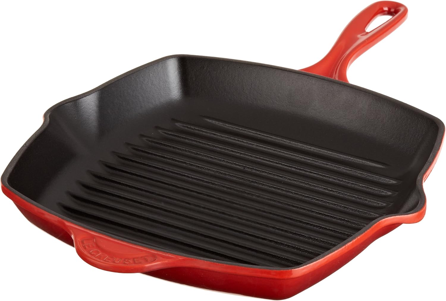 Le Creuset Enameled Cast-Iron 10-1/4-Inch Square Skillet Grill, Cerise (Cherry Red)
