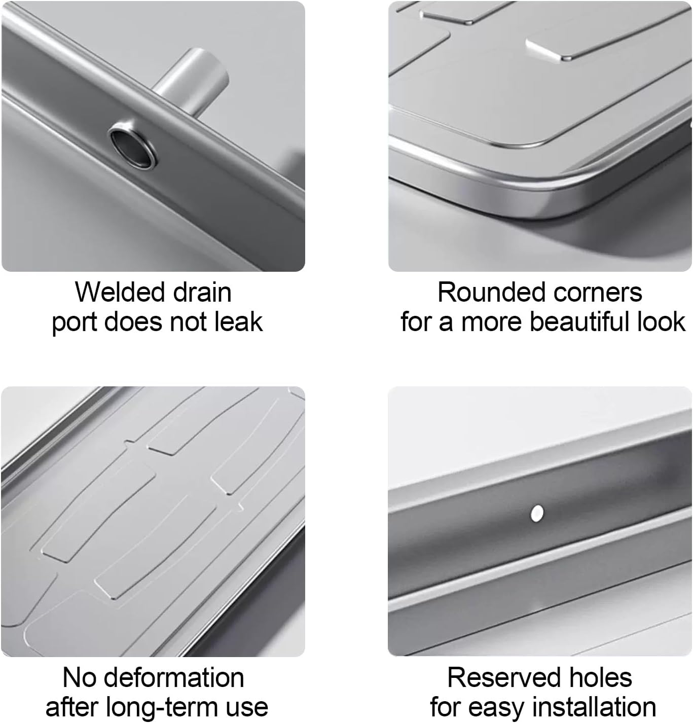 Condensate Drain Pans, Drip Tray with Drain Kit, Ac Drain Pan, Stainless Steeln, for Universal Split Air Conditioner Heat Pump Systems(93x44x3.5 cm)