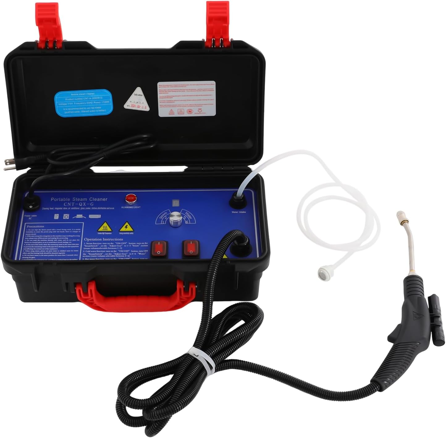 High Temp Portable Handheld Cleaning Machine, 110V 1700W High Pressure Steam Cleaner, 6-Gear Adjustable Steamer for Car Detailing with Extension Rod, Steamer for Cleaning Grease, Stains, Dust