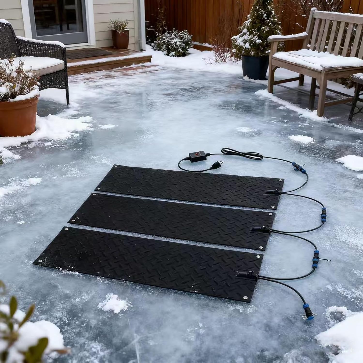 Intelligent Temperature-Controlled Snow-Melting mat, Outdoor Lane Heating mat, can Quickly melt Snow and Remove ice at -30 ℃(10x48in/(25.4x120cm))