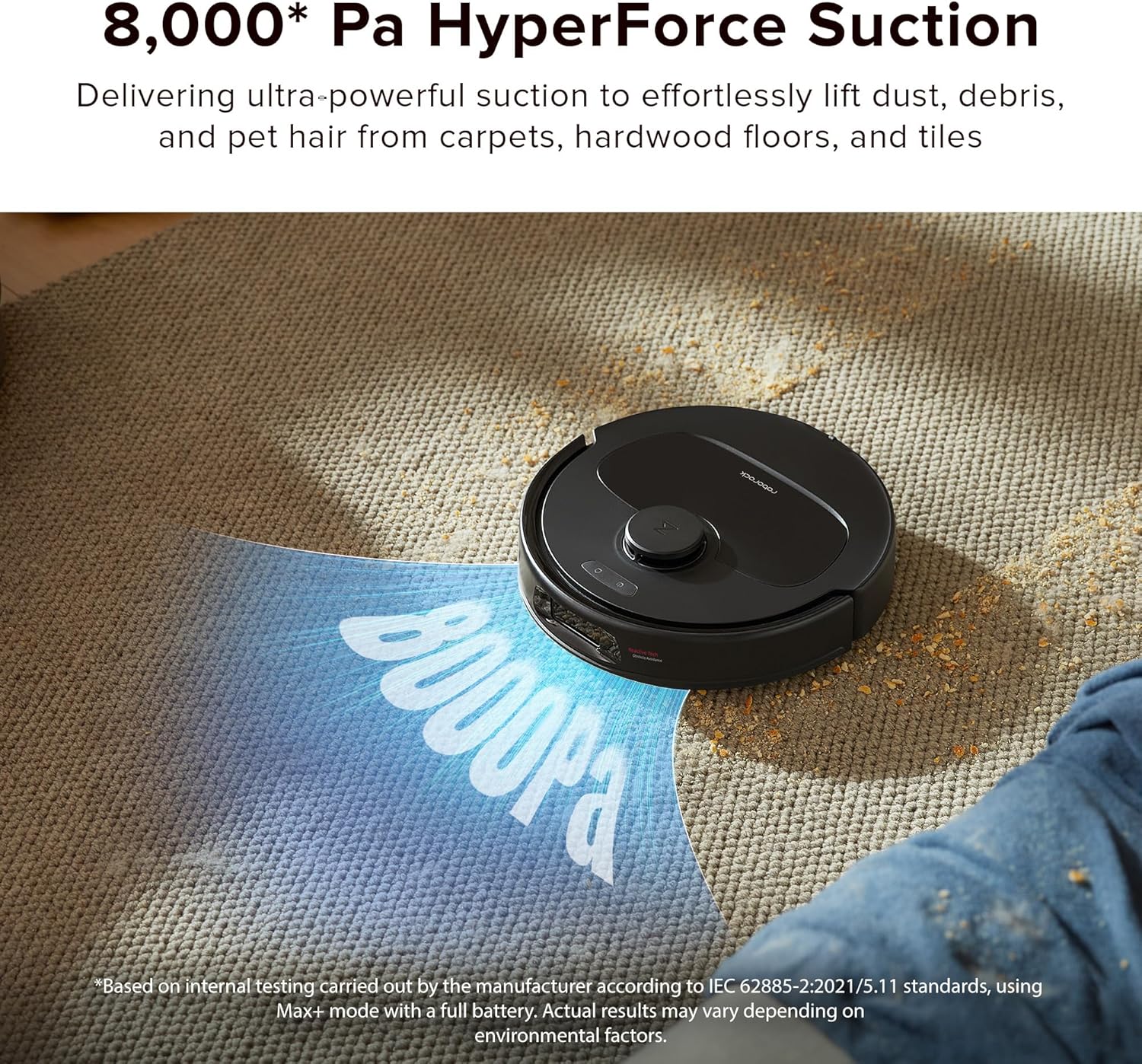 roborock Qrevo Series Robot Vacuum and Mop, 8000Pa Suction, Obstacle Avoidance, Auto Mop Washing, All-in-One Dock, Dual Spinning Mops with 10mm Lift, Anti-Tangle Brushes, Black (QR 598)