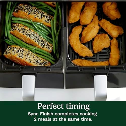 Cuisinart Dual Basket Air Fryer, Two Baskets Totals 11 QT, 4 Function Air Fryer to Air Fry, Roast, Bake & Keep Warm, Features Sync Finish & Settings, Toss Reminder, Automatic Warm Mode & Auto-Pause