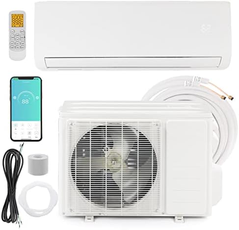 12,000 BTU Wifi Enabled Mini Split AC/Heating System with Inverter, 19 SEER 115V Energy Saving Ductless Split-System Air Conditioner with Pre-Charged Condenser, Heat Pump & Installation Kit