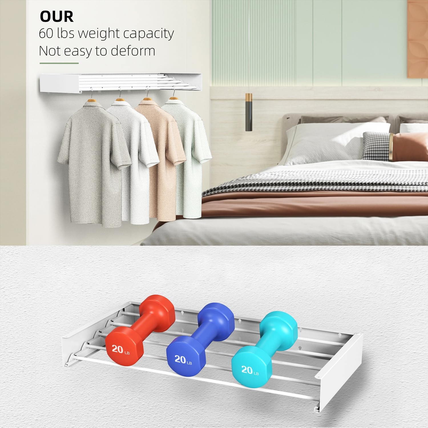 Laundry Drying Rack, Collapsible Wall Mounted Clothes Drying Rack - Drying Rack Clothing Foldable,Space Saving, 31.5