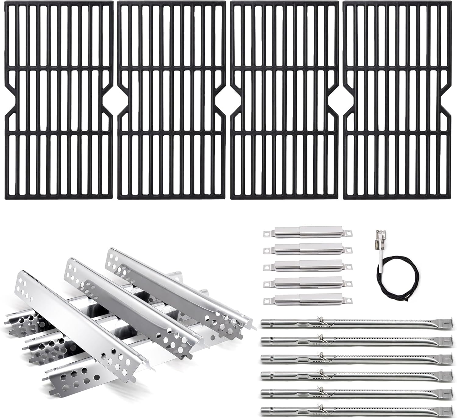 Adviace Grill Replacement Parts for Charbroil 463240115 6-Burner Gas Grill, Grill Grates & Burner & Igniter & Heat Shield & Carryover Tubes for Char-Broil 463240115 Advantage Grill