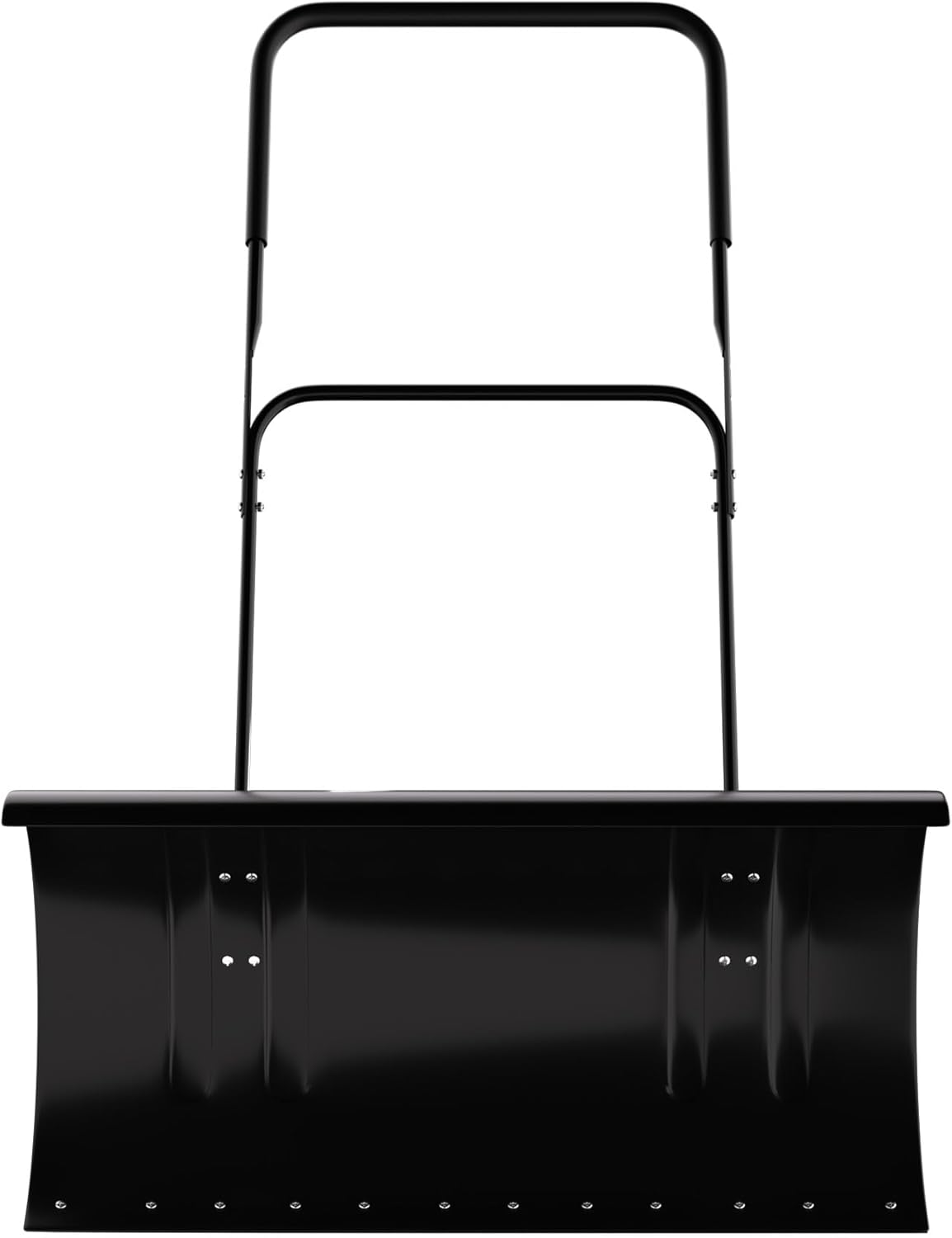 29In Heavy-Duty Steel Snow Pusher - Snow Shovel with Wheels, 5-Height Adjustable Handle & All-Terrain Non-Slip Wheels, Adjustable Angle for Snow Removal on Driveways, Sidewalks, Yards & Decks(Black)
