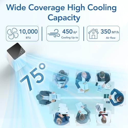 Antarctic Star 10,000 BTU Portable Air Conditioners Cools Up to 450 Sq.Ft, 4 Modes Portable AC with LED Display/Remote/24Hrs Timer for Home/Office/Dorms, White