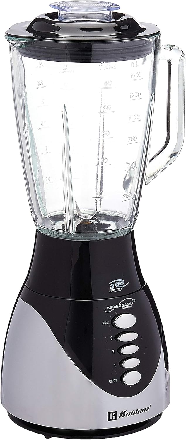 Koblenz LKM-4703 VI 1.5-Liter Kitchen Magic Collection 3 Speed and Pulse Glass Jar Blender, One Size, Black