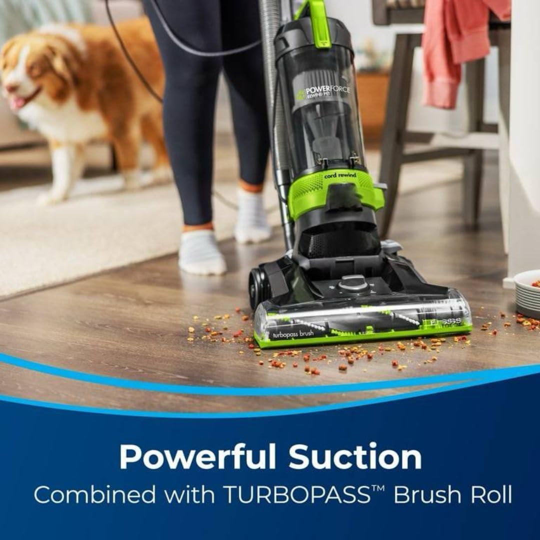 BIISSELL owerForce Helix Turbo Pet, Bagless, Upright Vacuum, Pet Friendly, Specialized Pet TurboBrush Tool, Wide Cleaning Path, Easy Empty Large Capacity Dirt Tank, 3332