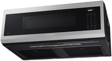 SAMSUNG 1.1 Cu Ft Smart SLIM Over the Range Microwave Oven w/ 550 CFM Hood Vent, Wi-Fi, Voice Control, LED Light Bar, Sensor Cook, 1100 Watt, ME11A7710DS/AA, Fingerprint Resistant Stainless Steel