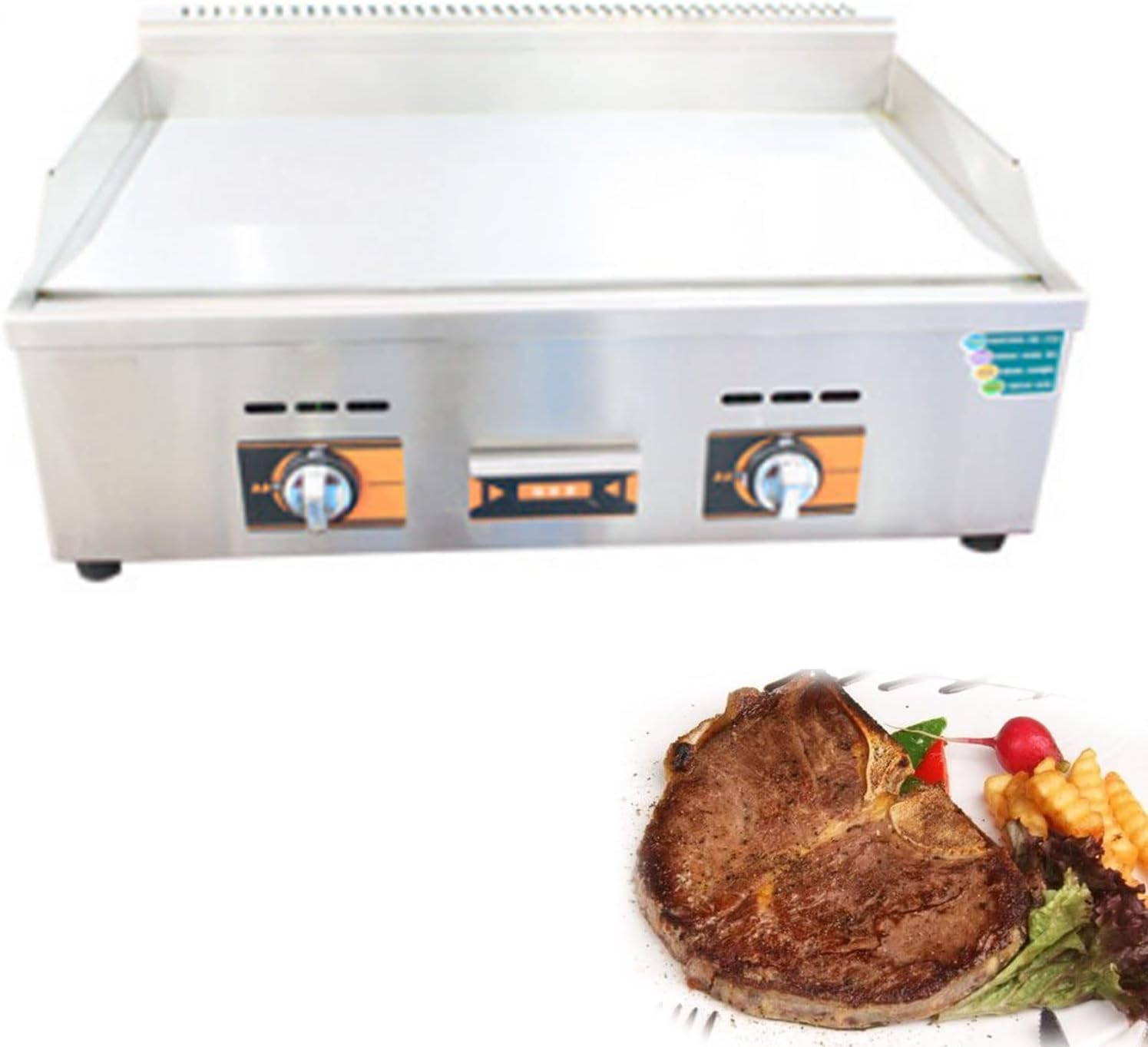 Commercial Gas Griddle, Heavy Duty Propane Gas Griddle, Countertop Gas Commercial Griddle with Manual Control Burners, Stainless Steel Portable Grill, Restaurant Kitchen Camping BBQ,718