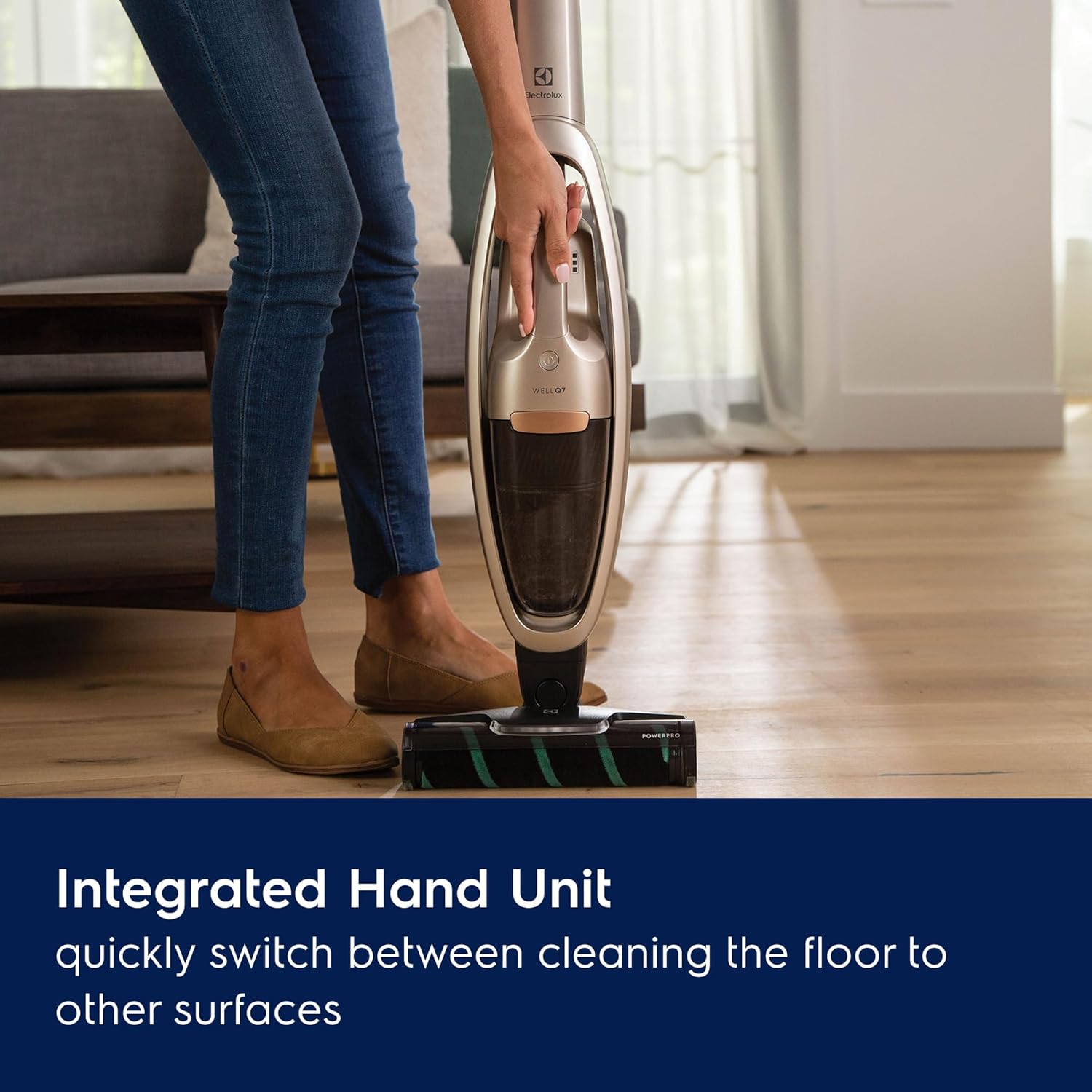 Electrolux WellQ7 Hard Floor Cordless 2-in-1 Vacuum with PowerPro Roller for Hard Surfaces, 50-Minute Run Time, 2 Power Modes, Soft Sand