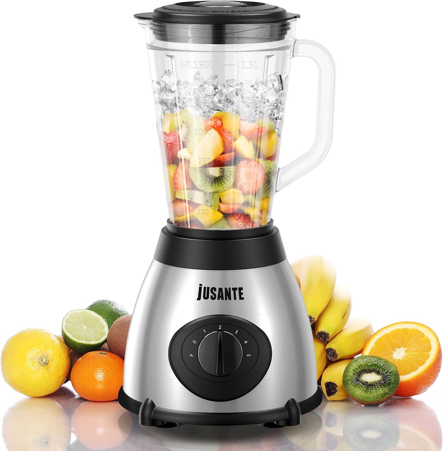 Smoothie Blender, 1000W Professional Countertop Blenders with 48oz Glass Jar for Kitchen, Shakes, Ice Crusher, Frozen Fruit
