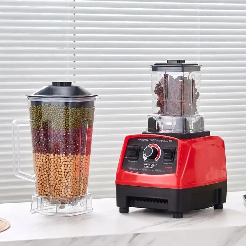 Professional Countertop 4500W Heavy-Duty Commercial Blender with Copper Motor, 2L BPA-Free Jar, Variable Speed & Pulse, Ice Crusher Smoothie Maker for Shakes, Frozen Drinks, Hot Soup – Red/Black