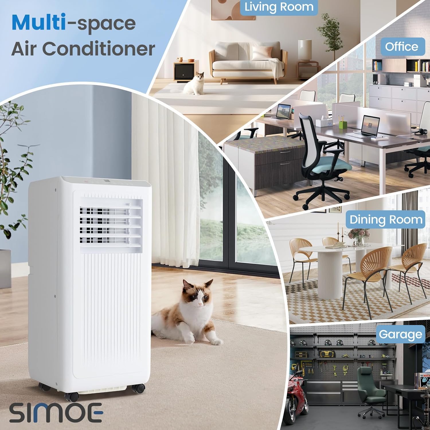 SIMOE Portable Air Conditioner, 10000 BTU Portable Ac Unit with Remote Control, Digital Display, Installation Kit, Sleep Mode, 24H Timer, AC Unit for Bedrooms Up to 350 Sq.Ft, White (10000 BTU)