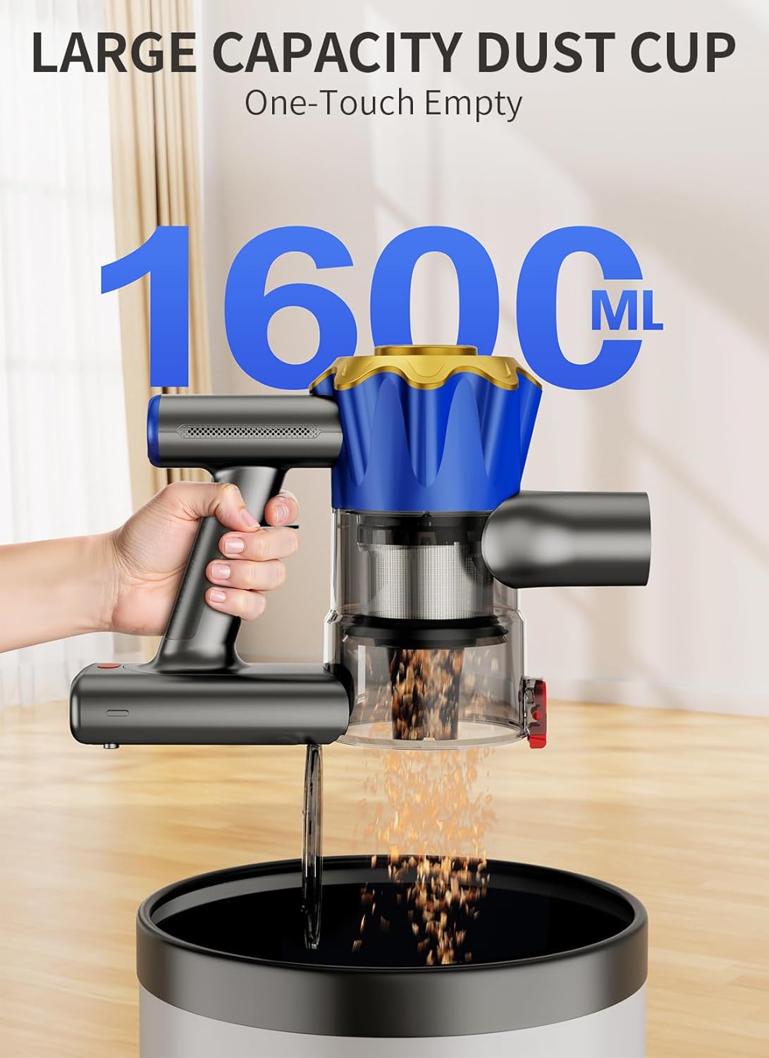 Cordless Vacuum Cleaner, 580W 50Kpa Powerful Stick Vacuum, Up to 70Mins Rechargeable Battery, Vacuum Cleaners for Home Anti-Tangled Lightweight Handheld for Hardwood Floor, Carpets, Pet Hair