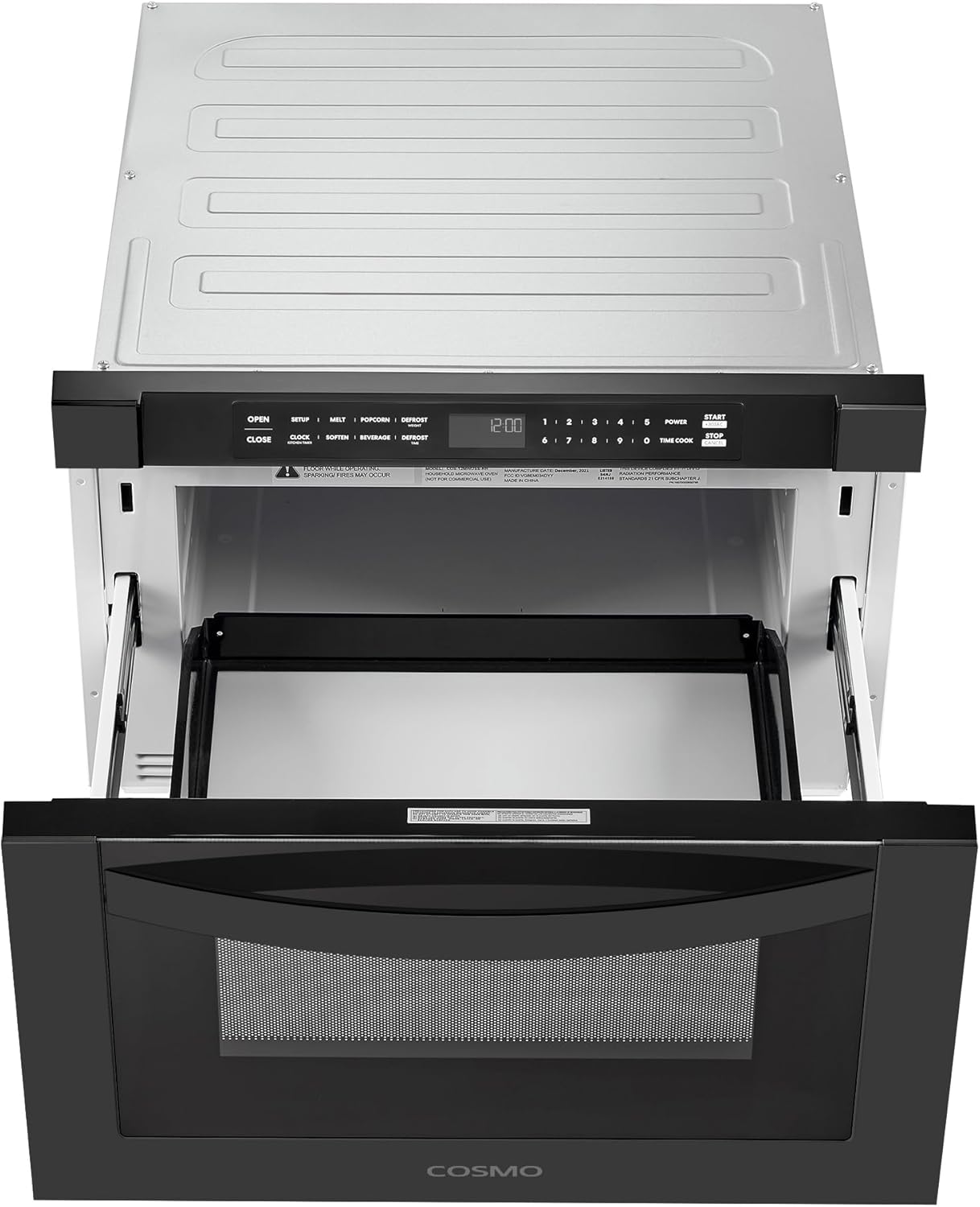 Cosmo COS-12MWDBK 24 in. Haven Collection 1.2 cu. ft. Built-in Microwave Drawer, 1000W, Touch Controls, Defrosting Rack in Matte Black