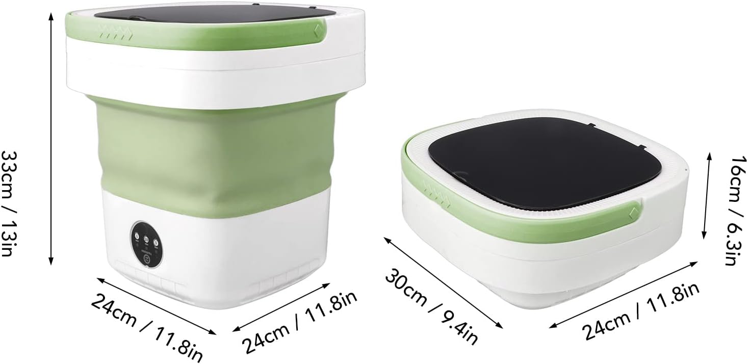 Portable Washing Machine, 7.5L Portable Washer Automatic Laundry Machine Folding Washing Machine with Soft Spin Dry and Drainage Pipe for Undergarments Baby Clothes (US Plug)