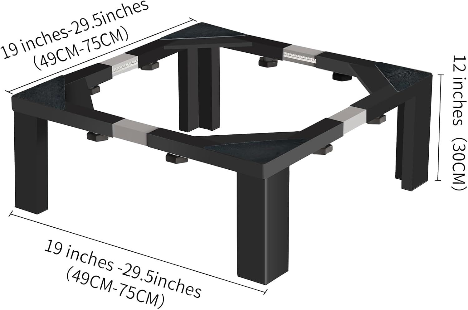 1200LB Heavy-Duty Stainless Steel Laundry Pedestal | Universal Riser for Front Load Washer & Dryer | Anti-Vibration Design, Tool-Free Install(Black)