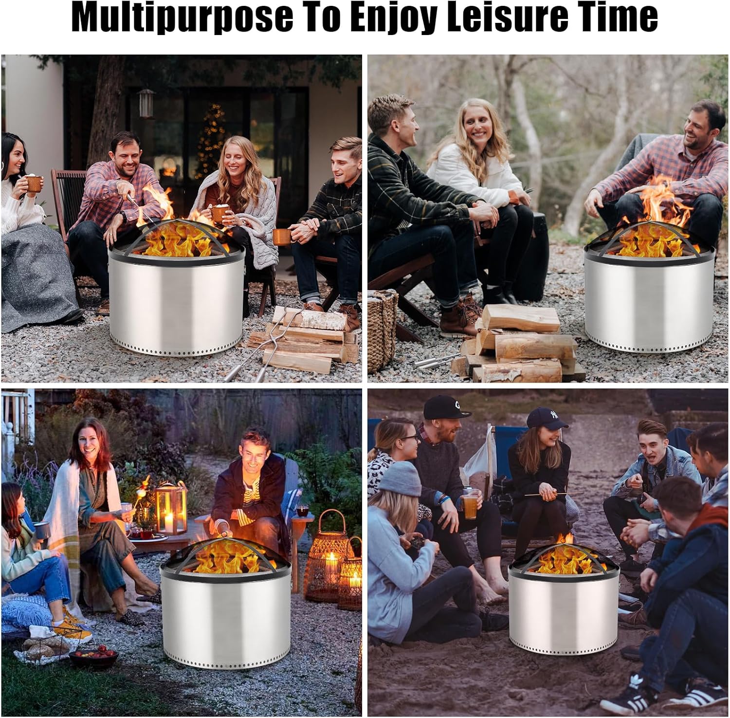 Fire Pit Spark Screen - Compatible with Bonfire Size Fire Pit, Easily Lifts, Stainless Steel, Mesh Protector, Guide Rod Included, Outdoor Accessory, 36x36x7 Inches