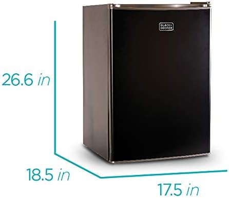 BLACK+DECKER BCRK25B Compact Refrigerator Energy Star Single Door Mini Fridge with Freezer, 2.5 Cubic Feet, Black & TOSHIBA EM131A5C-SS Countertop Microwave Ovens 1.2 Cu Ft, 12.4