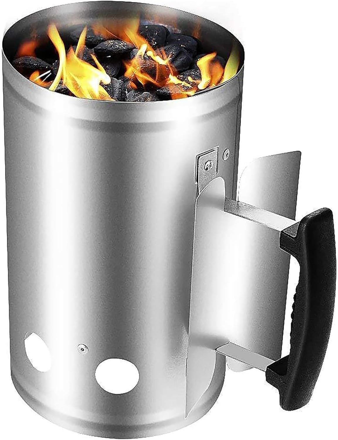 Charcoal Ignition Barrel Quick Start Chimney Starter with Safety Nylon Handle BBQ Starter Fire Lighter for Camping