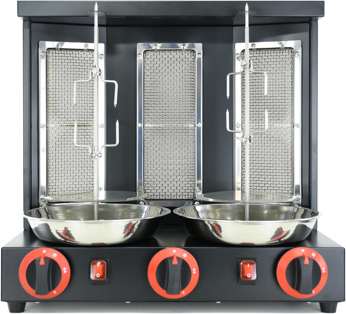 Shawarma Machine Commercial Shawarma Rotisserie Vertical Kebab Broiler Gyro Grill Rotating Kebab with 3 Burner Propane,Black