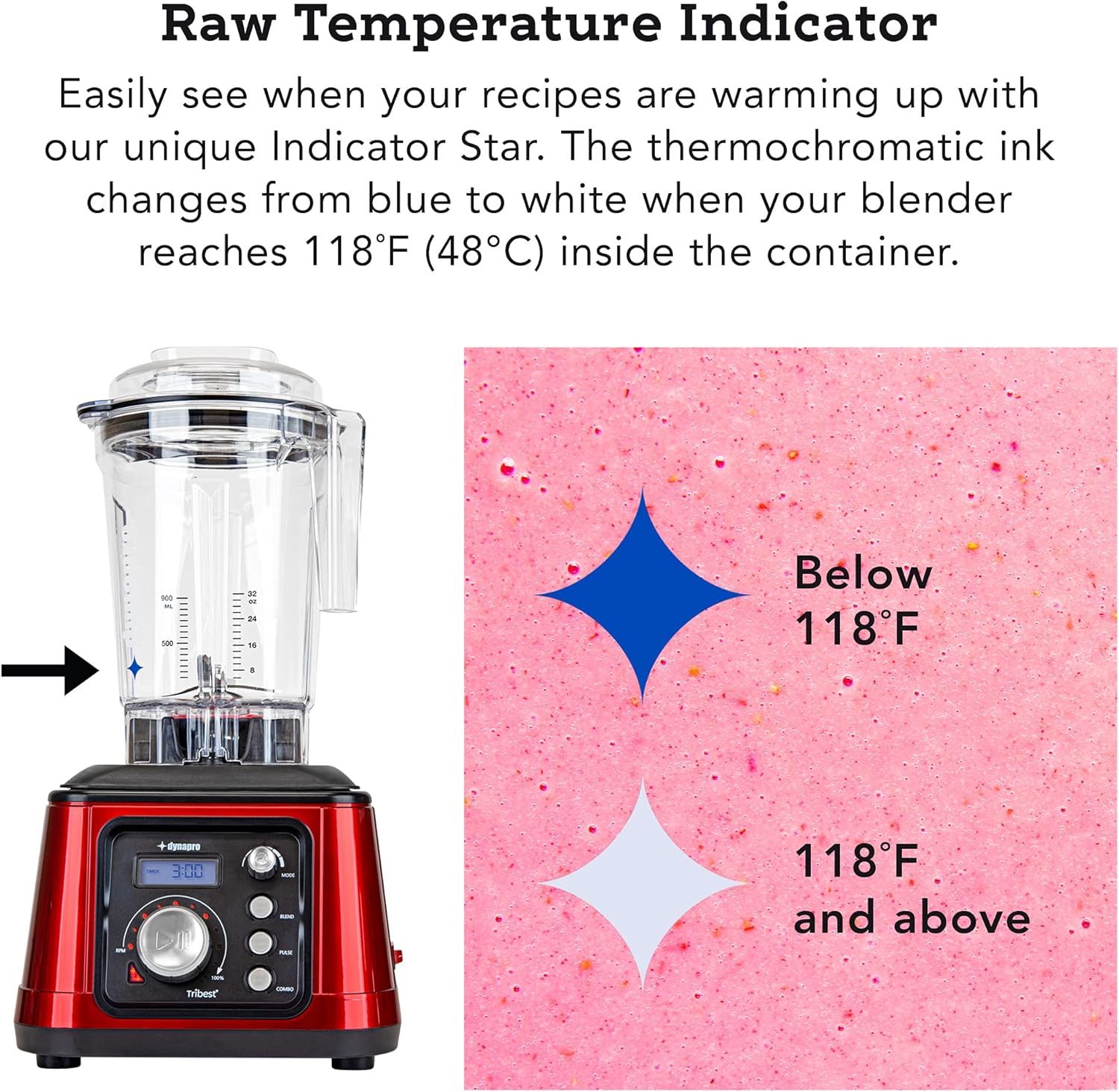 Tribest Dynapro DPS-2250 High Speed 2.5HP Blender with Vaccum, Commercially Certified,Red,One Size