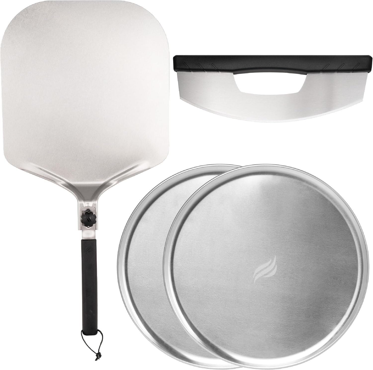 BLACKSTONE Pizza Basics Tool Kit with Pizza Peel, Cutter and Pans and Heat Resistant Handles