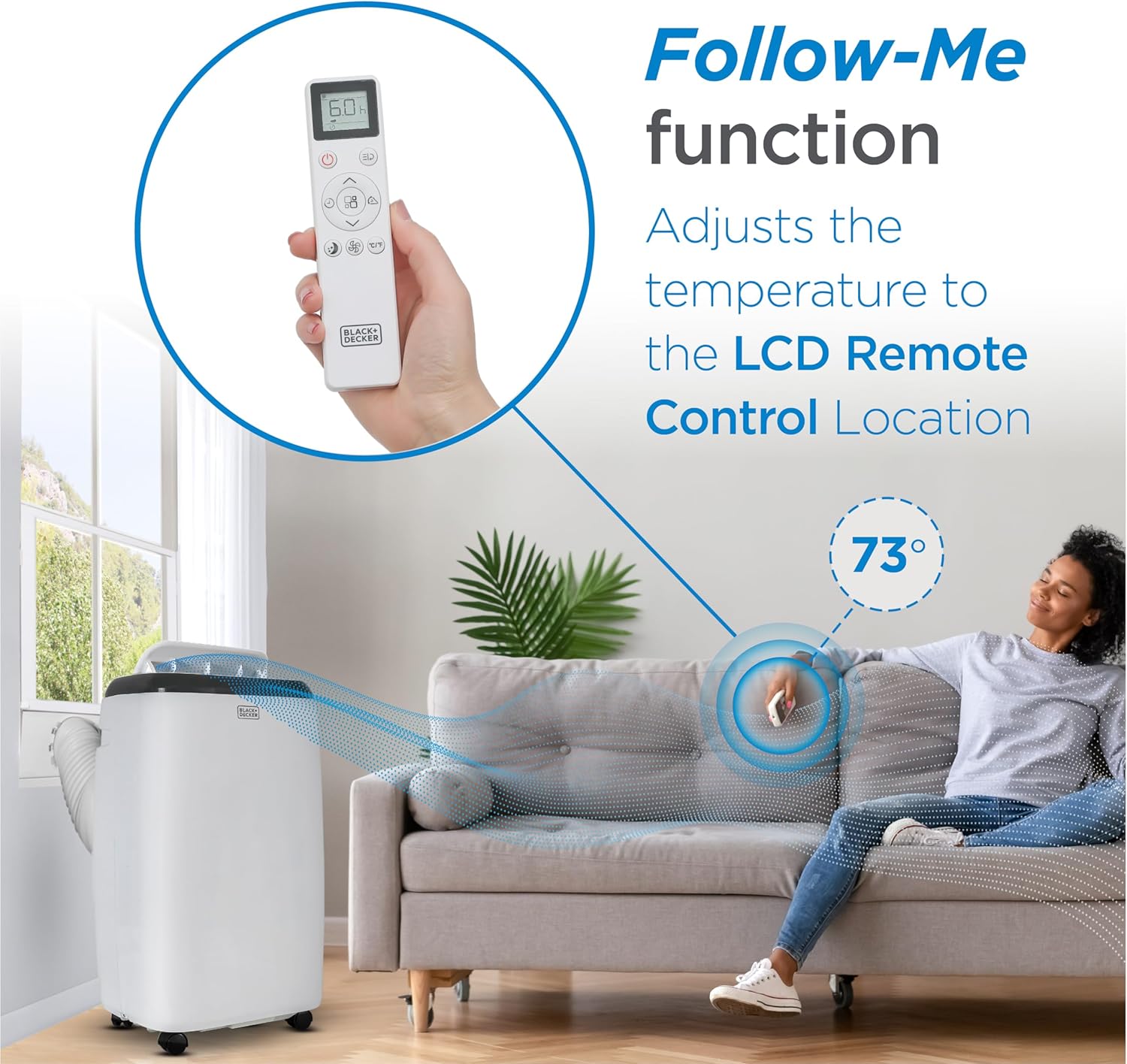 BLACK+DECKER Portable Air Conditioner with Heat, 14,000 BTU with 12,000 BTU Heating for Rooms Up To 700 Sq. Ft., Portable AC with Follow Me Remote Control, BPT10HWTB, White